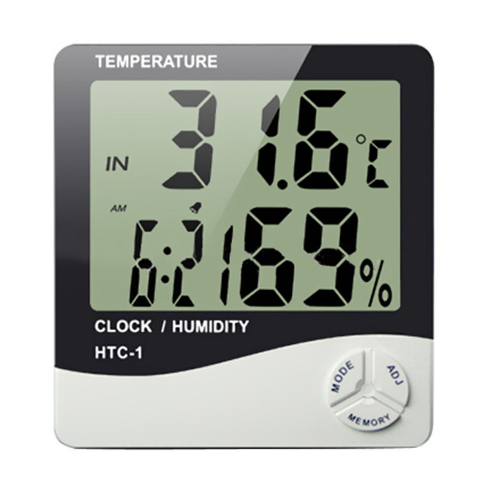 鬧鐘型數位溫濕度計(白色)