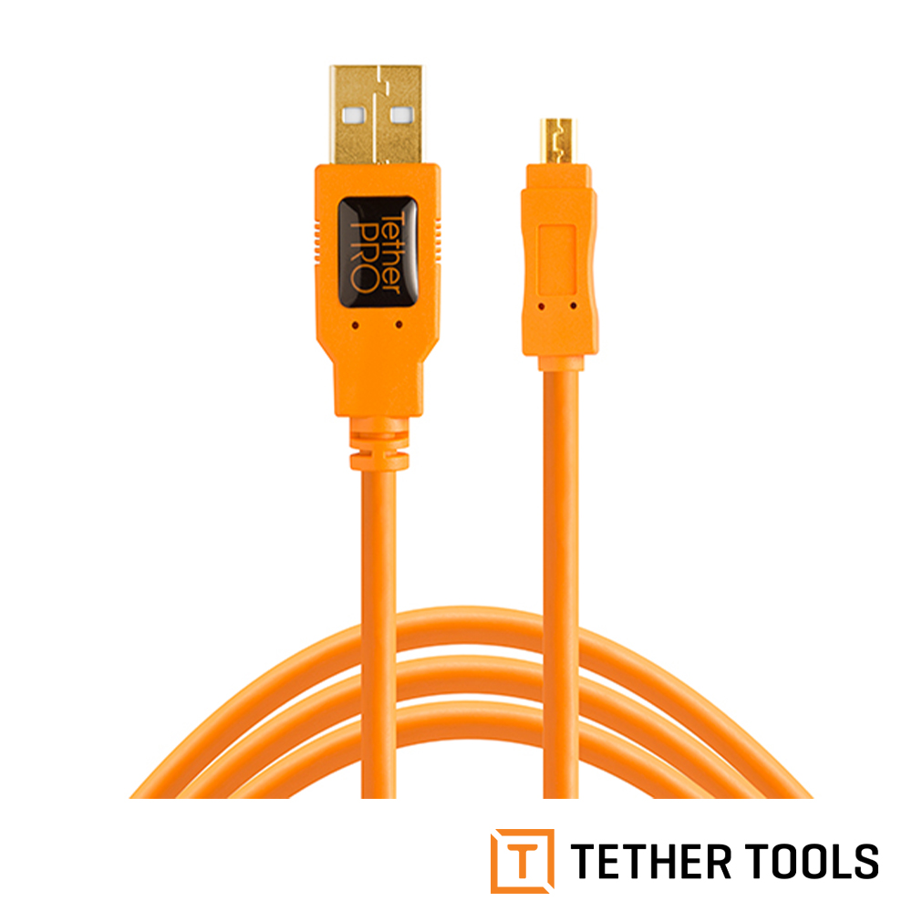 【TETHER TOOLS】USB2.0轉Mini B 8Pin 傳輸線 4.6M 公司貨CU8015-ORG