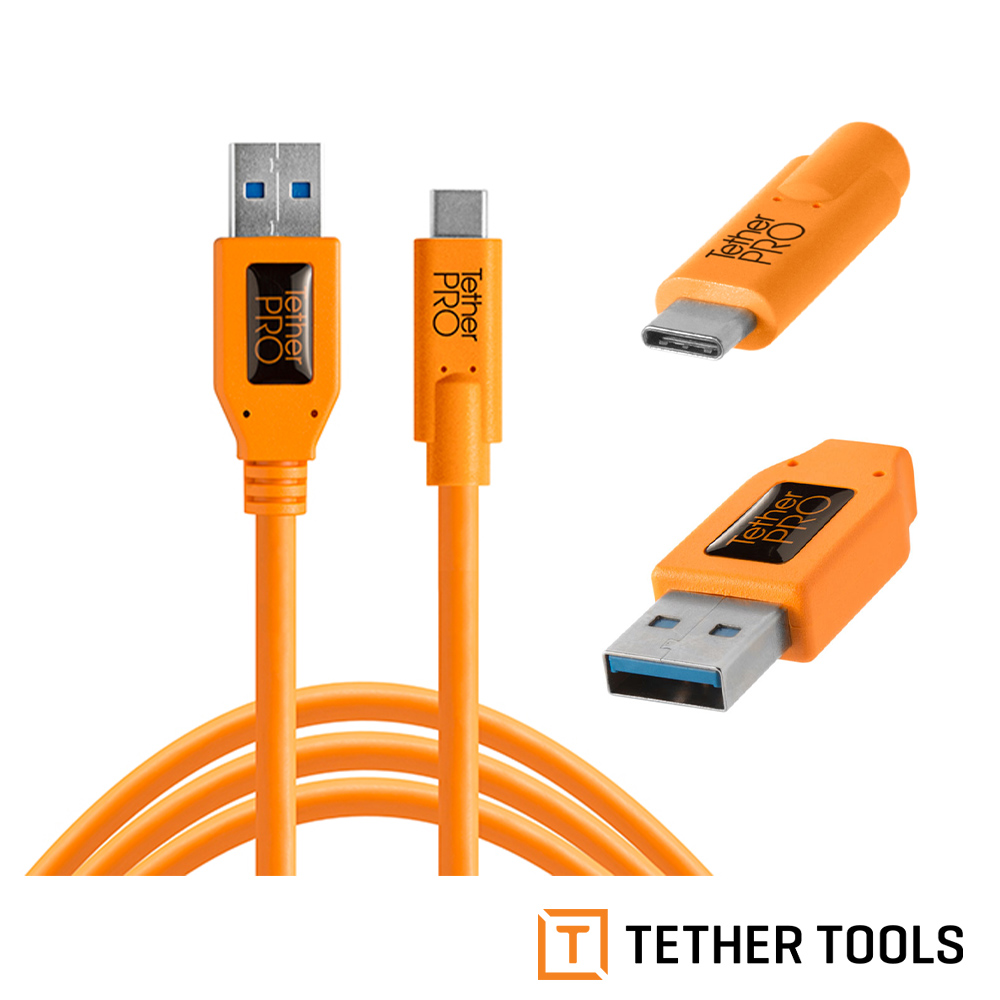 【TETHER TOOLS】USB3.0轉USB-C 傳輸線 4.6M 公司貨 CUC3215-ORG