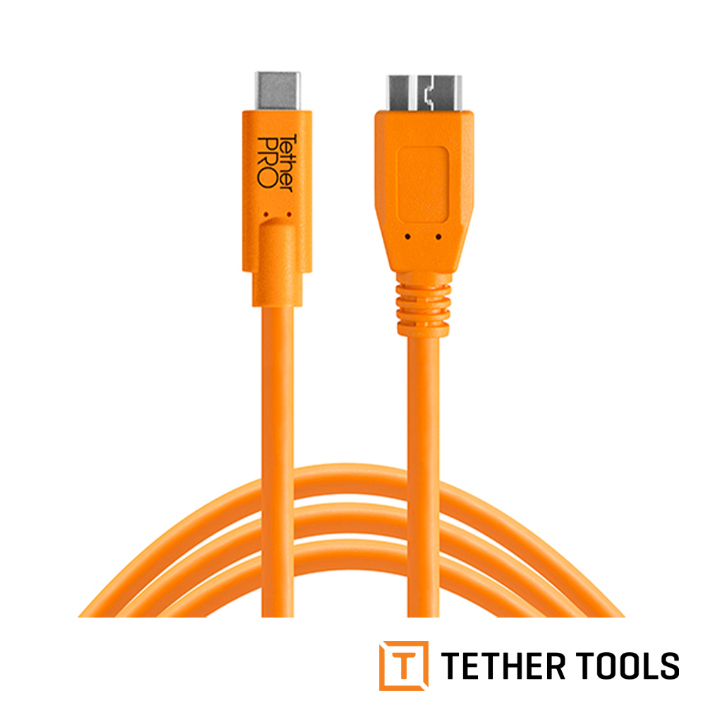 【TETHER TOOLS】CUC3315-ORG TETHER Pro 傳輸線 USB-C to 3.0 Micro-B 4.6M 公司貨