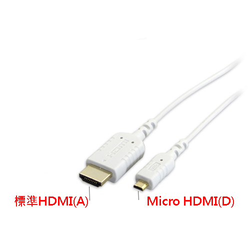 0.8M極細HDMI線 Micro HDMI(D) to HDMI(A) (白)