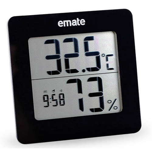 emate 數位多功溫濕度計(黑)