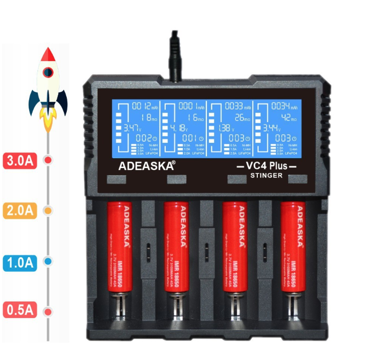 ADEASKA 10A智能檢測高速充電器(4槽)