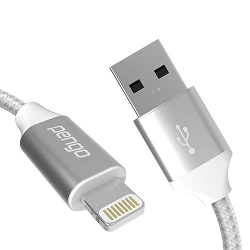 【Pengo】USB-A轉Lightning充電傳輸線 (0.2M)-質感銀